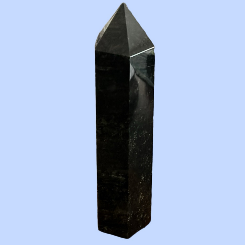 Natural Black Obsidian Quartz "Stone of Strength" Obelisk Point ~ 551g ~ NWOT